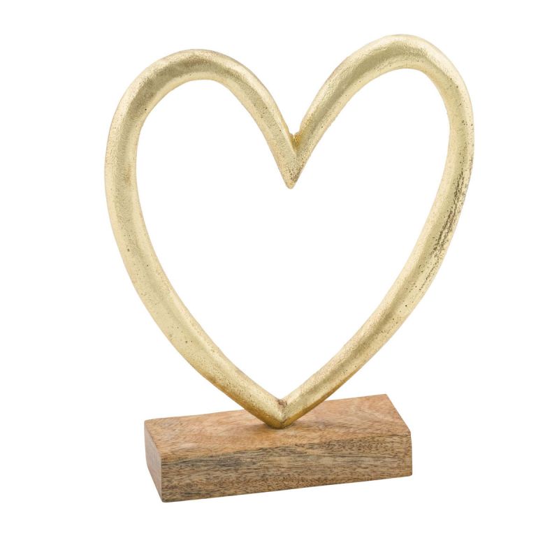Holzaufsteller Herz 8 x 12 x 2,5 cm goldfarben