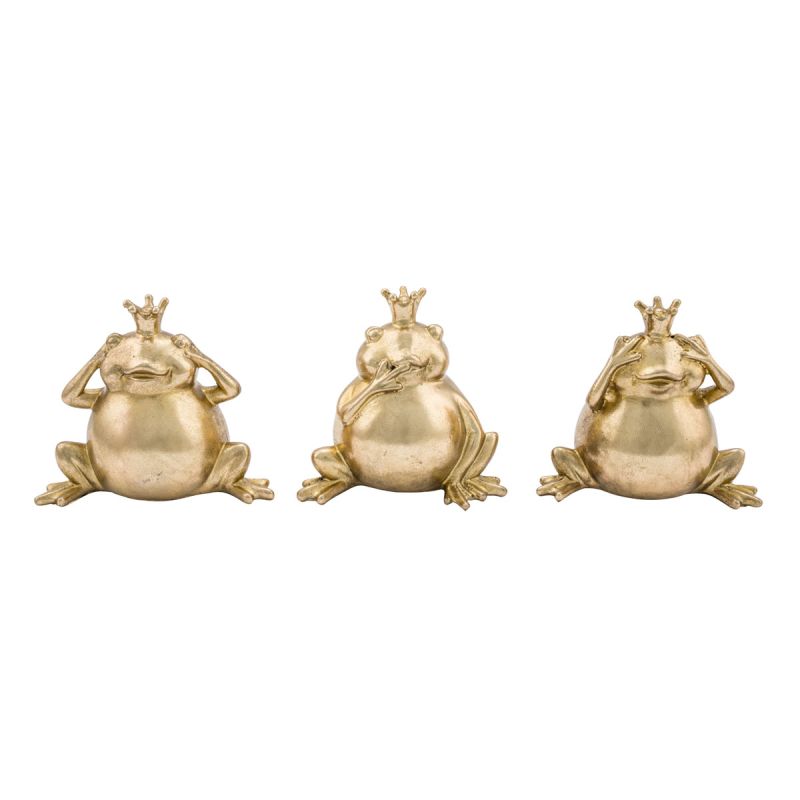 Kunstgewerbe Gehlmann Dekofigur Frösche sitzend gold 3 Designs 14 x 9 x 13 cm