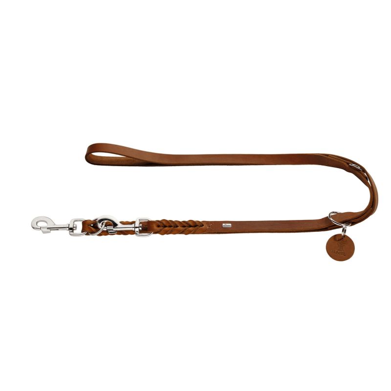 Hunter Verstellbare Führleine Solid Education cognac 13 mm/250 cm