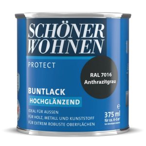 Schöner Wohnen Farbe Buntlack Protect anthrazitgrau hochglänzend 375 ml Schöner Wohnen Farbe Buntlack Protect anthrazitgrau hochglänzend 375 ml