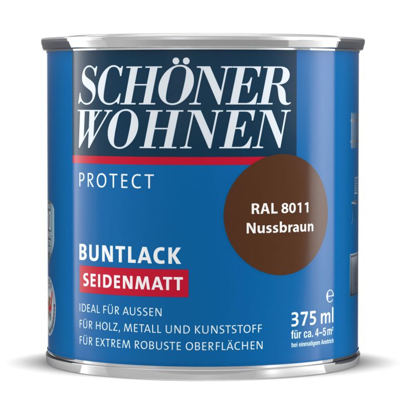 Schöner Wohnen Farbe Buntlack Protect nussbraun seidenmatt 375 ml