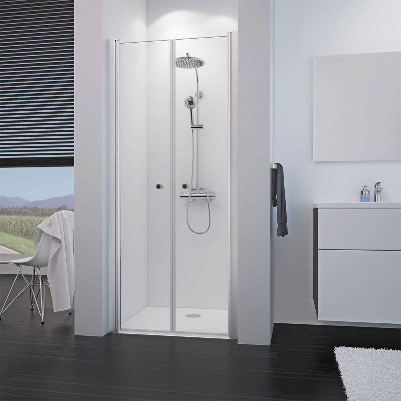 Breuer  Pendeltür Elana 8 für Nische, alu chromeffekt, Klarglas, 800 mm