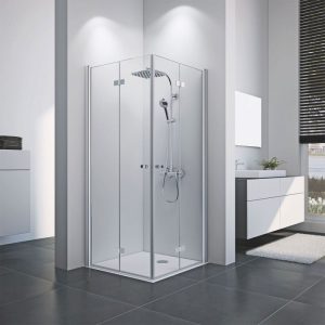 Breuer  Eckeinstieg Elana 8 Drehfalttür alu silber matt Klarglas 800/800 mm