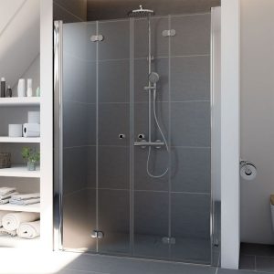 Breuer Drehfalttür Elana Komfort 4-teilig für Nische alu chromeffekt Klarglas 1600 mm Breuer Drehfalttür Elana Komfort 4-teilig für Nische alu chromeffekt Klarglas 1600 mm