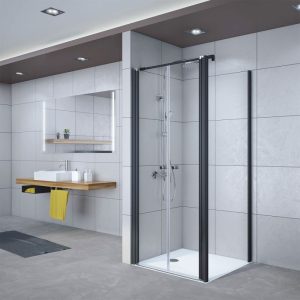 Breuer  Pendeltür Elana 6 für Seitenwand schwarz matt satiniert 750 mm