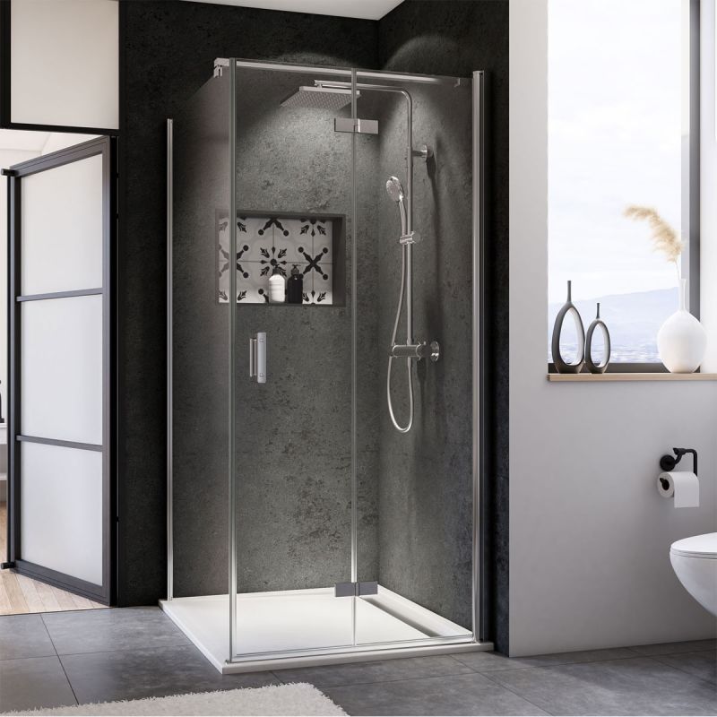 Breuer Seitenwand Panorama für Drehfalttür Anschlag links alu chromeffekt Intima 750 mm
