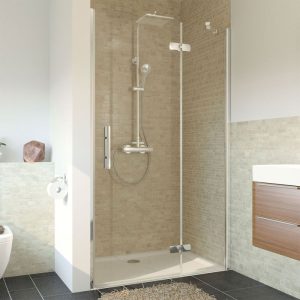 Breuer Drehtür Avanta mit Festteil für Nische Anschlag rechts alu chromeffekt Terrazzo 1000 mm Breuer Drehtür Avanta mit Festteil für Nische Anschlag rechts alu chromeffekt Terrazzo 1000 mm