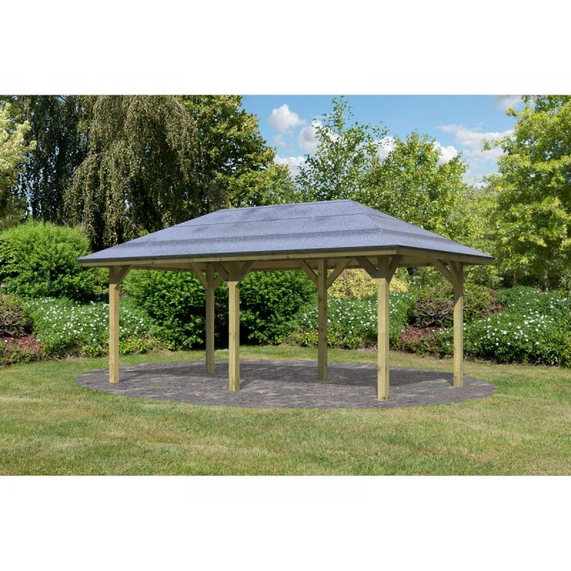 Karibu Holzpavillon Bergen 1/2 265 x 517 cm