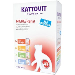 Kattovit Multipack Niere/Renal mit Rind, Huhn, Pute, Ente 12 x 85 g Frischebeutel Kattovit Multipack Niere/Renal mit Rind, Huhn, Pute, Ente 12 x 85 g Frischebeutel