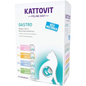 Kattovit Multipack Gastro mit Lachs, Huhn, Ente, Pute 12 x 85 g Frischebeutel Kattovit Multipack Gastro mit Lachs, Huhn, Ente, Pute 12 x 85 g Frischebeutel