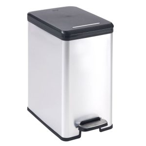 Curver  Mülleimer DECO Bin SLIM 25L mit Pedal schwarz silber metallic