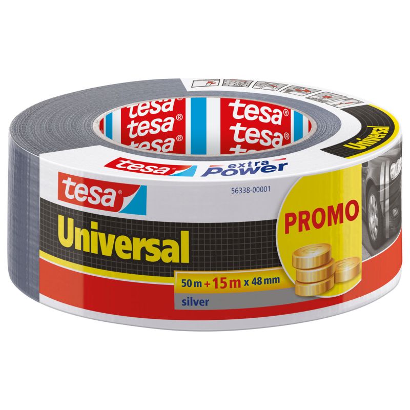 Tesa Gewebeband Extra Power Universal silber 65m x 48mm