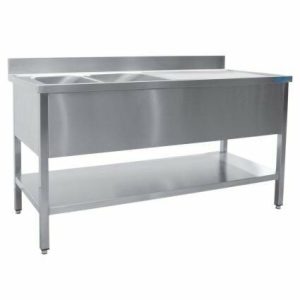 SARO Spültisch 2 Becken, links – B 1200 x T 700 mm SARO Spültisch 2 Becken, links – B 1200 x T 700 mm