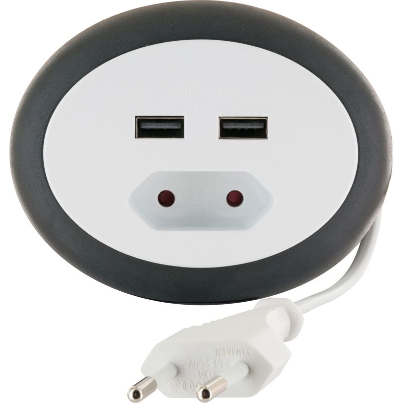 Schwaiger Euroverlängerung mit 2 x USB Anschluss weiß