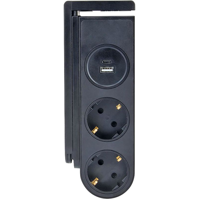 Schwaiger Tischsteckdosenleiste 2-fach mit USB C/A klemmbar