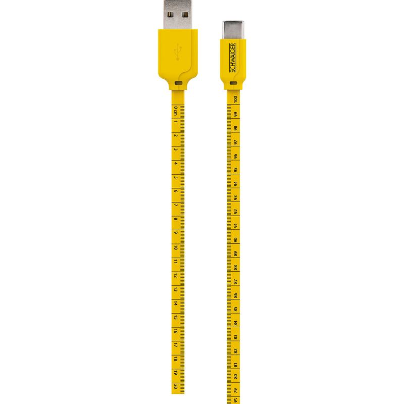 Schwaiger  Sync und Ladekabel Typ C mit Maßband 1,2 m gelb