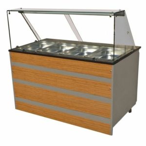 Gastronomie Bain-Marie warme Theke, Holzfront für 4x GN 1/1, 1400x800x1350 mm Gastronomie Bain-Marie warme Theke, Holzfront für 4x GN 1/1, 1400x800x1350 mm