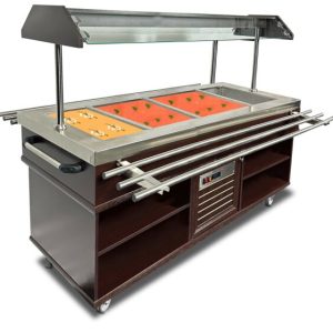 Heisses Buffet, Wärmebuffet mit Tablettrutsche für 4x GN1/1 Heisses Buffet, Wärmebuffet mit Tablettrutsche für 4x GN1/1