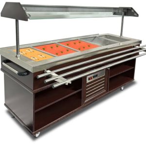 Heisses Buffet, Wärmebuffet mit Tablettrutsche für 5x GN1/1 Heisses Buffet, Wärmebuffet mit Tablettrutsche für 5x GN1/1