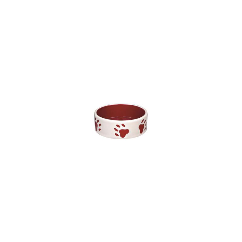 Trixie  Napf Keramik Pfoten creme/rot 0,3l/ø12 cm