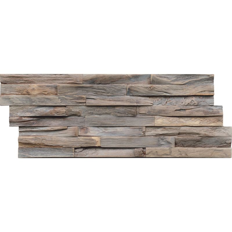 Indo Echtholz Wandverkleidung Teak Paneel Gun Smoked 10er-Set