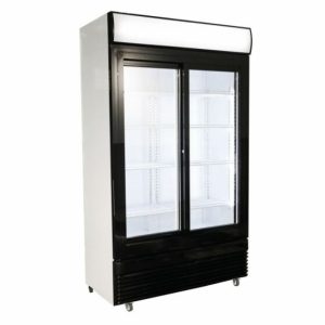 Glastür-Kühlschrank mit Schiebetüren 750L, 1120x595x1965mm Glastür-Kühlschrank mit Schiebetüren 750L, 1120x595x1965mm