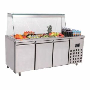 Kühltisch Classic KT 4300 mit Aufkantung, 4 Türen GN 1/1, 2242x700x850mm