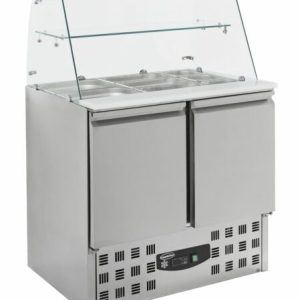 CombiSteel Saladette mit Glasaufsatz, Breite 900mm, 2-türig CombiSteel Saladette mit Glasaufsatz, Breite 900mm, 2-türig