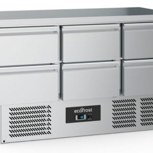 ecoFrost Kühltisch 6 Schubladen, 1365x700x876mm ecoFrost Kühltisch 6 Schubladen, 1365x700x876mm