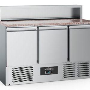 ecoFrost Pizzatisch 3 Türen 8x 1/6GN Behälter, 1365x700x1075mm ecoFrost Pizzatisch 3 Türen 8x 1/6GN Behälter, 1365x700x1075mm