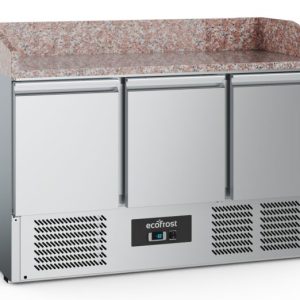 ecoFrost Pizzatisch 3 Türen, Granitarbeitsplatte. 1400x700x1020mm ecoFrost Pizzatisch 3 Türen, Granitarbeitsplatte. 1400x700x1020mm