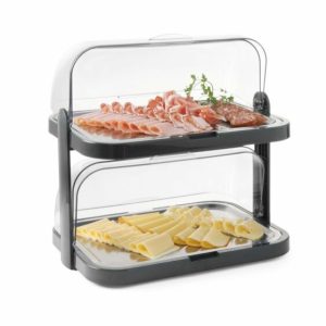 HENDI Roll-Top-Kühlvitrine doppelt. 440x320x(H)440 mm, 2 Etagen