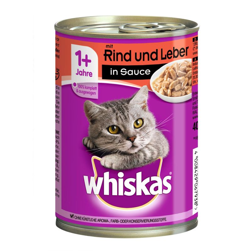 Whiskas Dose in Sauce mit Rind Leber 400g