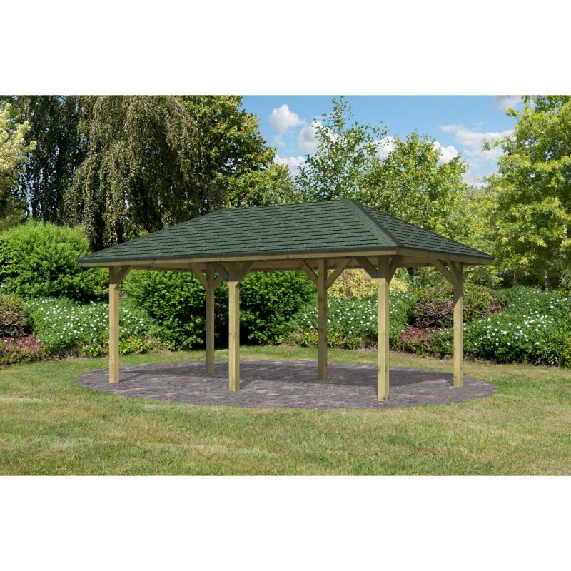 Karibu Holzpavillon Bergen 1/2 265 x 517 x 290 cm