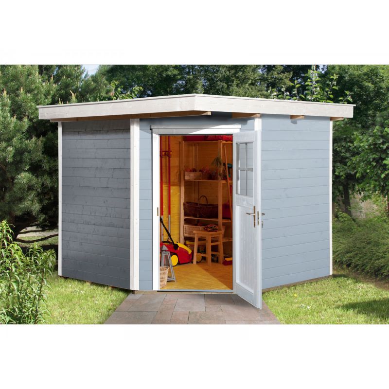 Weka Gartenhaus 229 21 mm grau mit Fußboden 270 x 270 x 217 cm