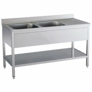 Spültisch 2 Becken links mit Aufkantung B 140cm Spültisch 2 Becken links mit Aufkantung B 140cm