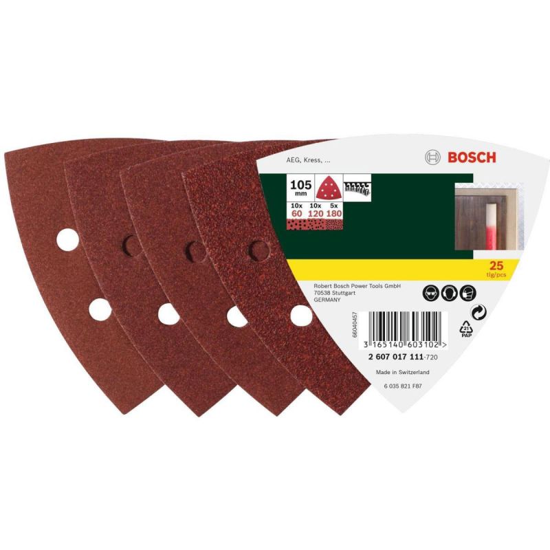 Bosch Deltaschleifblatt Korund K60/120/180 10,5 cm 25 Stück