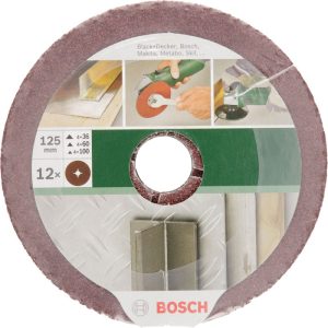Bosch Professional Fiberschleifscheiben 125 mm 4 x G36/ 60/ 100 Metall gespannt12 Stück