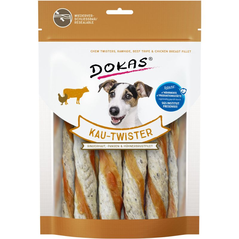 Dokas Snack Kau-Twister Rinderhaut Pansen 200g