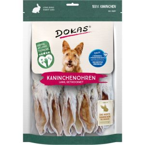 Dokas Kausnack Kaninchenohren mit Fell getrocknet 180g Dokas Kausnack Kaninchenohren mit Fell getrocknet 180g