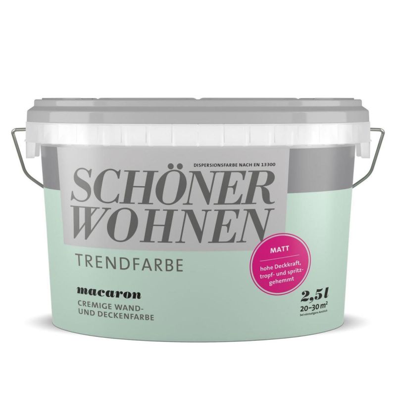 Schöner Wohnen Farbe Wand- und Deckenfarbe Trendfarbe Macaron Matt 2,5 L
