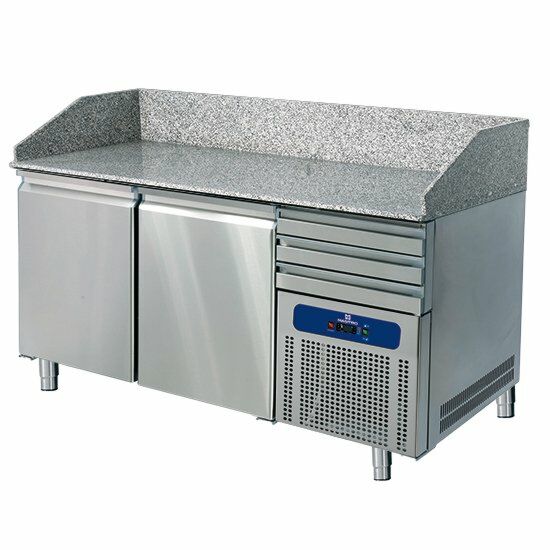 MASTRO Pizzatisch 1600 mm mit 2 Türen 600x400 mm, 3 Schubladen EN