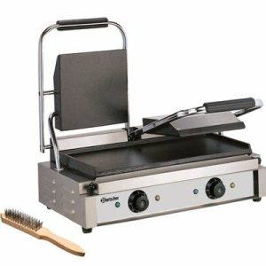 Bartscher Elektro-Doppel-Kontaktgrill Elektrogrill Panini, beide Grillplatten glatt