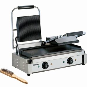 Bartscher Elektro-Doppel-Kontaktgrill Elektrogrill Panini, oben gerillt unten glatt