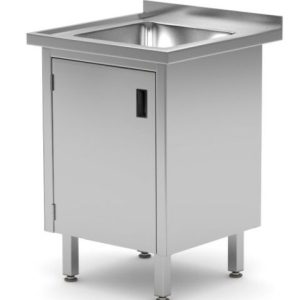 HENDI Spültisch 1-Becken, Flügeltürschrank 600x600x850mm