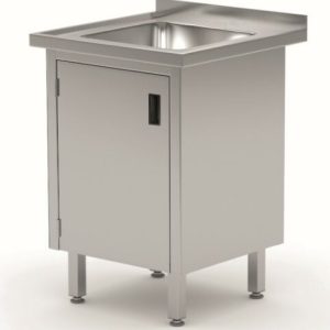 HENDI Spültisch 1-Becken, Flügeltürschrank 600x700x850mm