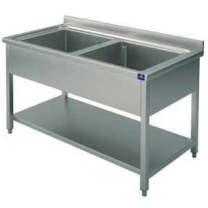 Spültisch 2 Becken mit Aufkantung, 1200x600mm Spültisch 2 Becken mit Aufkantung, 1200x600mm