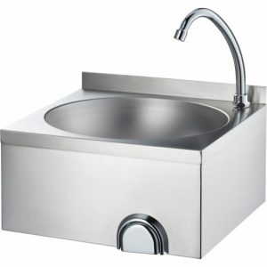Handwaschbecken mit Kniebedienung, inkl. Armatur, Wandmontage, 400x400x225mm Handwaschbecken mit Kniebedienung, inkl. Armatur, Wandmontage, 400x400x225mm