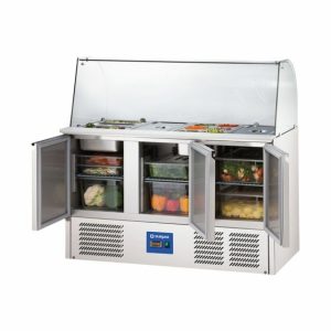 STALGAST Saladette mit Glasaufsatz, 3-türig für 16x GN1/4 STALGAST Saladette mit Glasaufsatz, 3-türig für 16x GN1/4