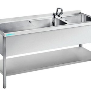 Spültisch mit 2 Becken Rechts, Unterbau offen,1900x700x850mm